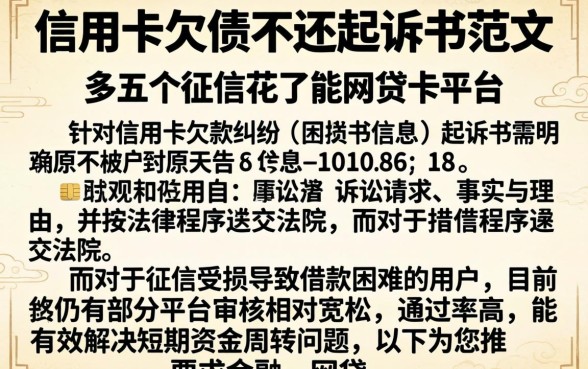 信用卡欠债不还起诉书范文，罗列五个征信花了能网贷的平台