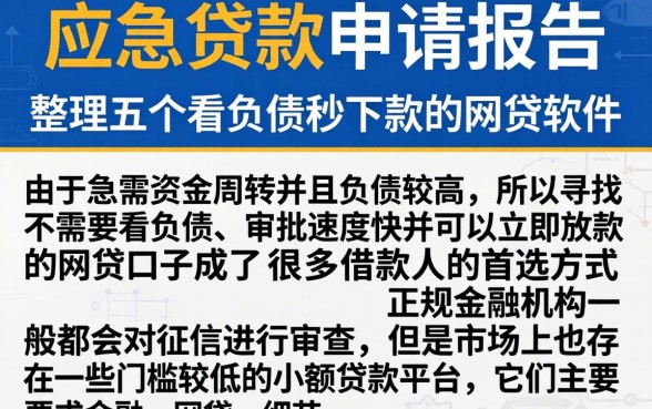 应急贷款申请报告，整理五个不看负债秒下款的网贷软件