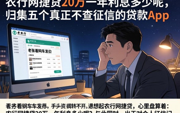 农行网捷贷20万一年利息多少呢，归集五个真正不查征信的贷款app