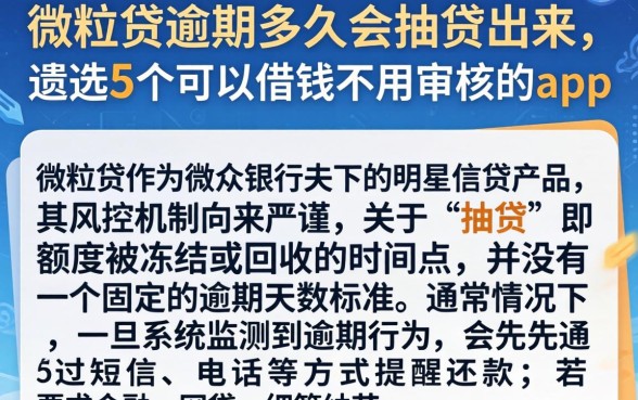 微粒贷逾期多久会抽贷出来，遴选5个可以借钱不用审核的app