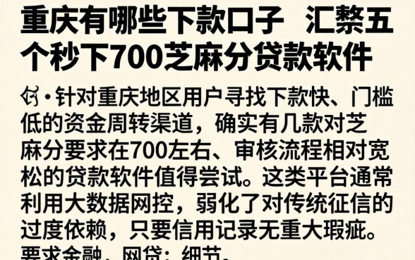 重庆有哪些下款口子，汇整五个秒下700芝麻分贷款软件