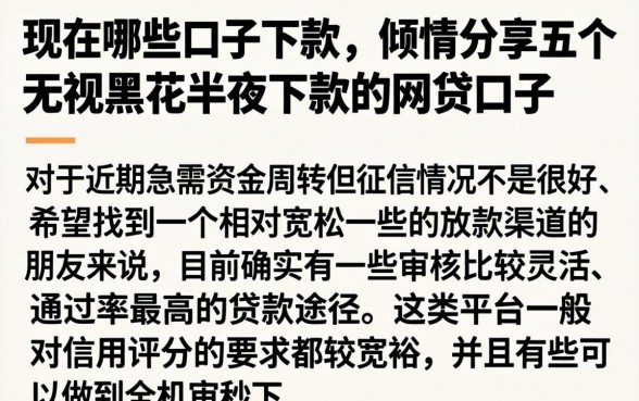 现在哪些口子下款，倾情分享五个无视黑花半夜下款的网贷口子