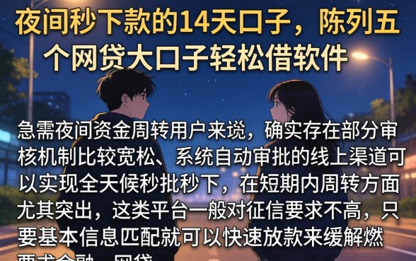 夜间秒下款的14天口子，陈列五个网贷大口子轻松借软件