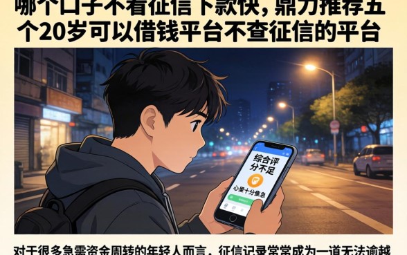 哪个口子不看征信下款快，鼎力推荐五个20岁可以借钱平台不查征信的平台