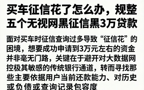 买车征信花了怎么办，规整五个无视网黑征信黑3万贷款