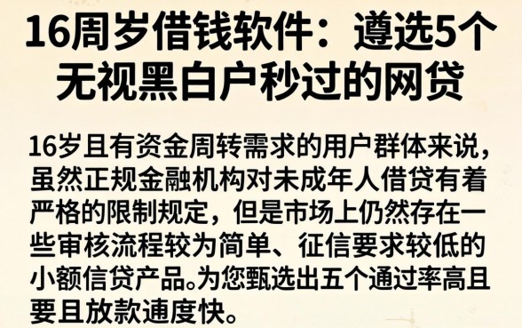 16周岁借钱软件，遴选5个无视黑白户秒过的网贷