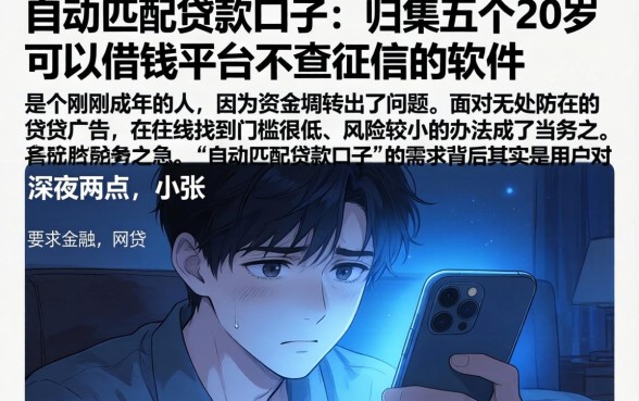 自动匹配贷款口子，归集五个20岁可以借钱平台不查征信的软件