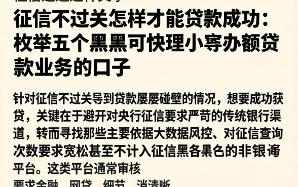 征信不过关怎样才能贷款成功，枚举五个黑户可快速办理小额贷款业务的口子