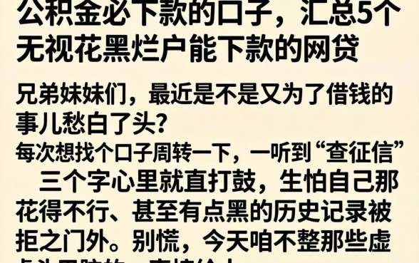 公积金必下款的口子，汇总5个无视花黑烂户能下款的网贷