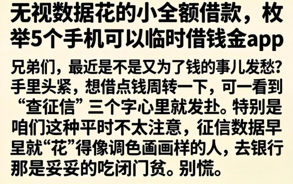无视数据花的小额借款，枚举5个手机可以临时借钱的app