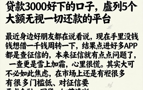 贷款3000好下的口子,胪列5个大额无视一切还款的平台