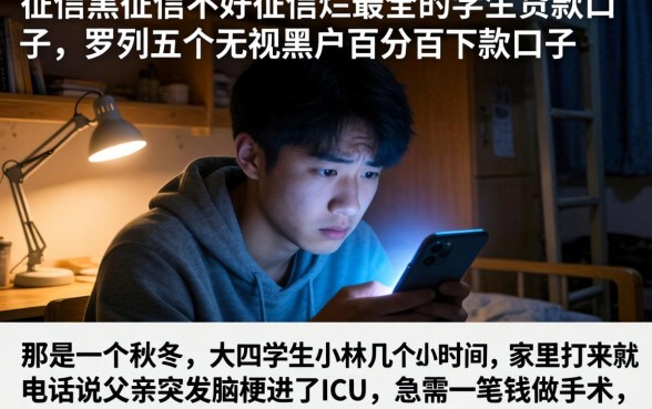 征信黑征信不好征信烂最全的学生贷款口子，罗列五个无视黑户百分百下款口子