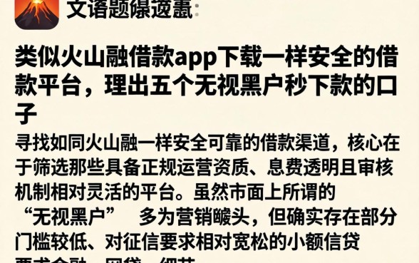 类似火山融借款app下载一样安全的借款平台，理出五个无视黑户秒下款的口子