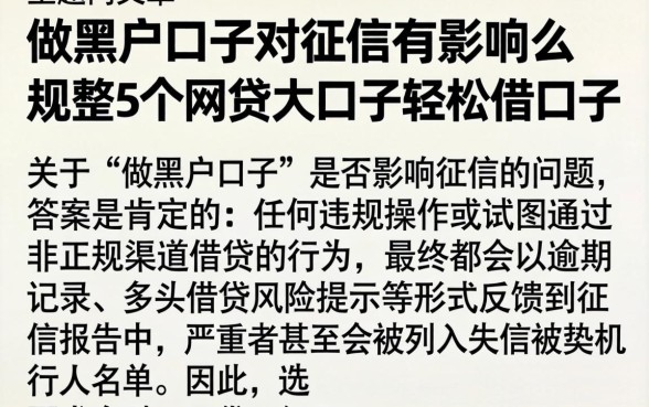 做黑户口子对征信有影响么，规整5个网贷大口子轻松借口子