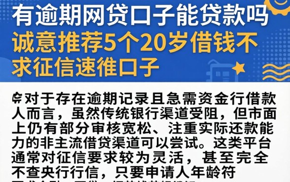 有逾期网贷口子能贷款吗，诚意推荐5个20岁借钱不求征信速借口子