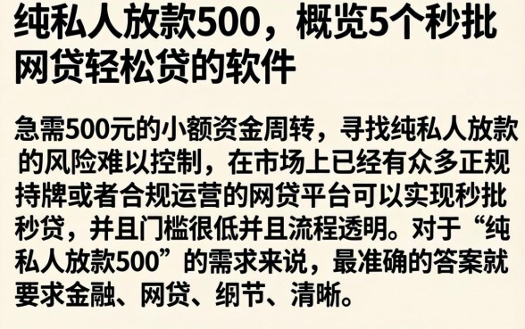 纯私人放款500，概览5个秒批网贷轻松贷的软件