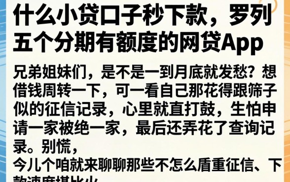 什么小贷口子秒下款，罗列五个分期有额度的网贷app