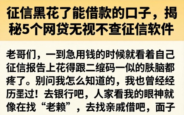 征信黑花了能借款的口子，揭秘5个网贷无视不查征信软件