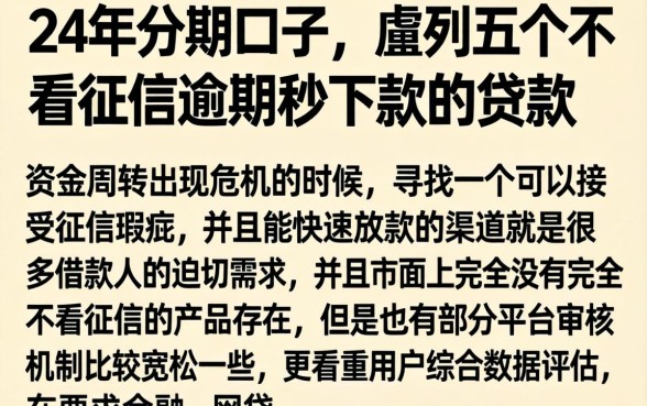 24年分期口子，胪列五个不看征信逾期秒下款的贷款