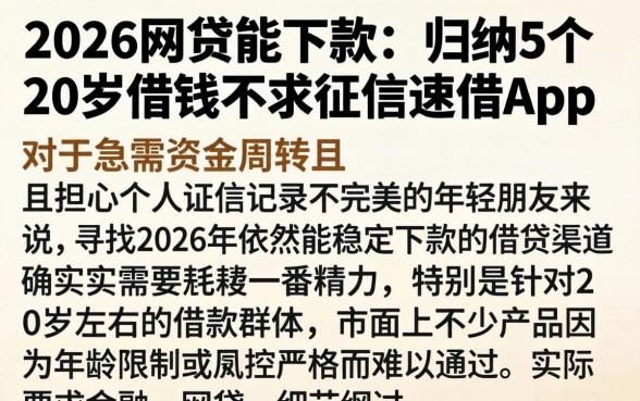 2026网贷能下款的，归纳5个20岁借钱不求征信速借app