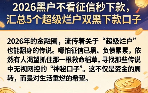 2026黑户不看征信秒下款，汇总5个超级烂户双黑下款口子
