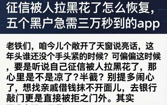 征信被人拉黑花了怎么恢复，胪列五个黑户急需三万秒到的的app