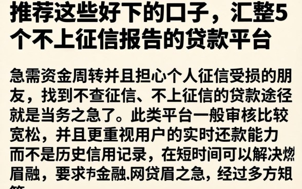 推荐这些好下的口子，汇整5个不上征信报告的贷款平台