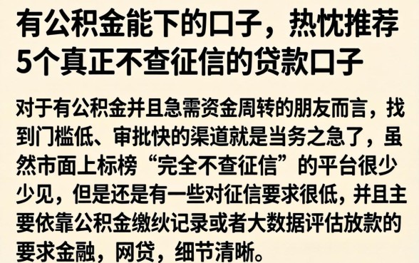 有公积金能下的口子，热忱推荐5个真正不查征信的贷款口子