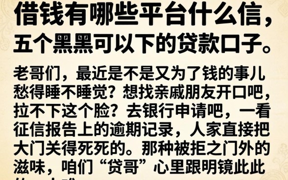 借钱有哪些平台什么信，详细阐述五个黑户可以下的贷款口子