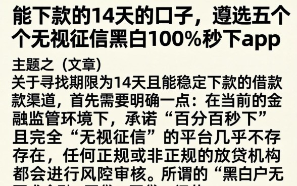 能下款的14天的口子，遴选五个无视征信黑白100%秒下app