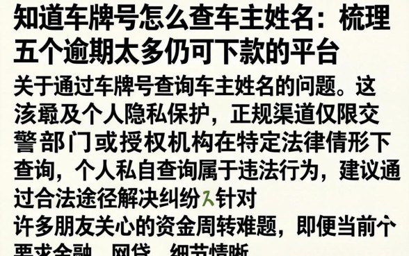 知道车牌号怎么查车主姓名，梳理五个逾期太多仍可下款的平台