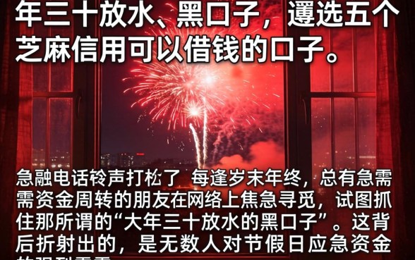 大年三十放水的黑口子，遴选五个芝麻信用可以借钱的口子