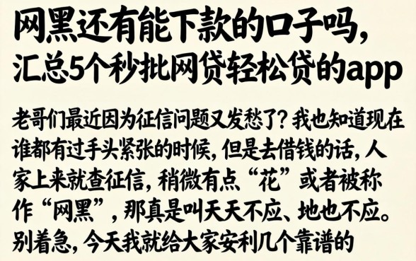 网黑还有能下款的口子吗，汇总5个秒批网贷轻松贷的app