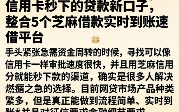 信用卡秒下的贷款新口子，整合5个芝麻借款实时到账速借平台
