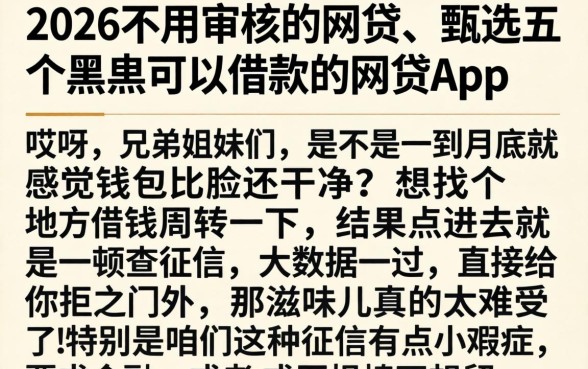 2026不用审核的网贷,甄选五个黑户可以借款的网贷app
