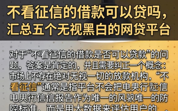 不看征信的借款可以贷吗，汇总五个无视黑白的网贷平台