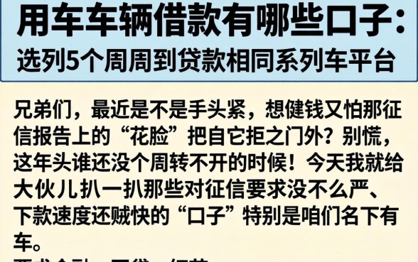 用车辆借款有哪些口子，胪列5个周周到贷款相同系列的平台