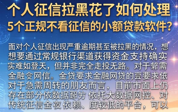 个人征信拉黑花了如何处理，详尽说明5个正规不看征信的小额贷款软件