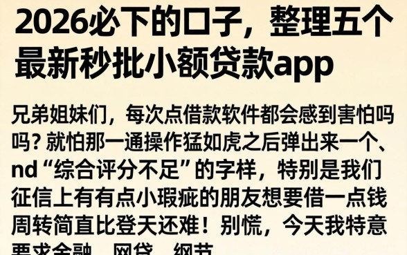 2026必下的口子，整理五个最新秒批小额贷款app
