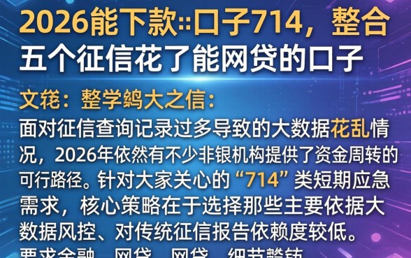 2026能下款的口子714，整合五个征信花了能网贷的口子