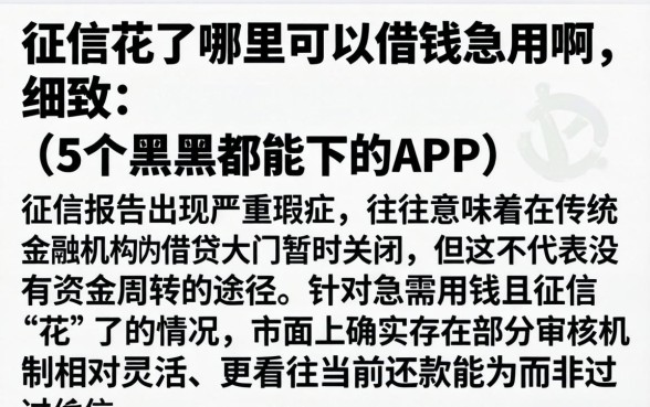 征信花了哪里可以借钱急用啊，细致阐述5个黑户都能下的app