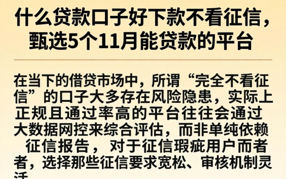什么贷款口子好下款不看征信，甄选5个11月能贷款的平台