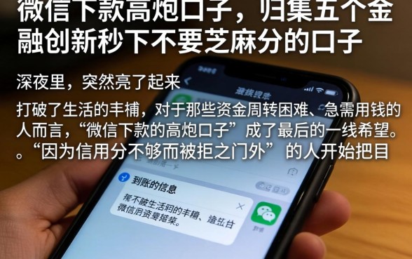 微信下款的高炮口子，归集五个金融创新秒下不要芝麻分的口子