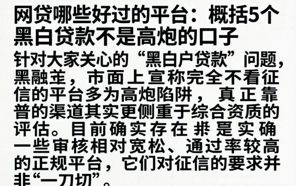 网贷哪些好过的平台，概括5个黑白贷款不是高炮的口子