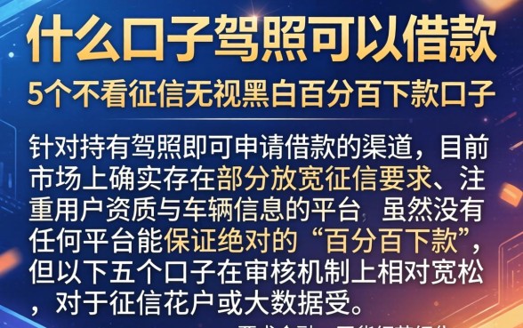什么口子驾照可以借款，详尽说明5个不看征信无视黑白百分百下款口子