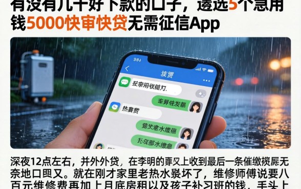 有没有几千好下款的口子，遴选5个急用钱5000快审快贷无需征信app