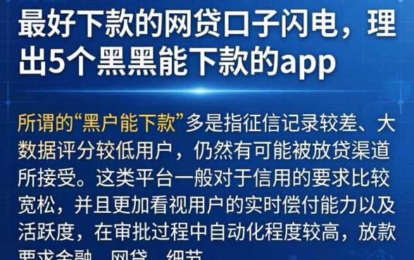 最好下款的网贷口子闪电，理出5个黑户能下款的app