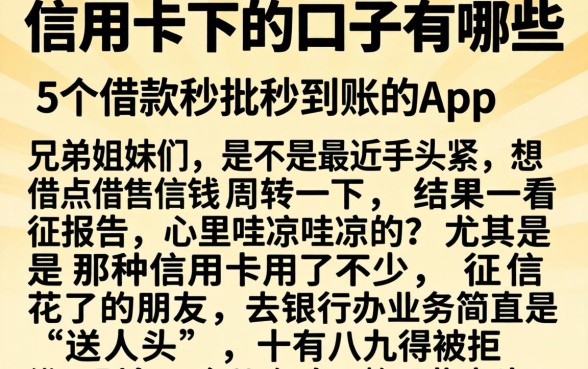 信用卡下的口子有哪些，详细阐述5个借款秒批秒到账的app