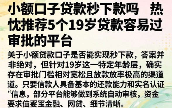 小额口子贷款秒下款吗，热忱推荐5个19岁贷款容易过审批的平台