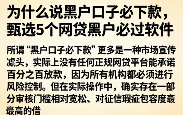 为什么说黑户口子必下款，甄选5个网贷黑户必过软件